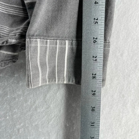 1901 Shirt Mens Size 2XL Flannel Striped Button Front Long Sleeve Cotton Gray - Picture 10 of 11